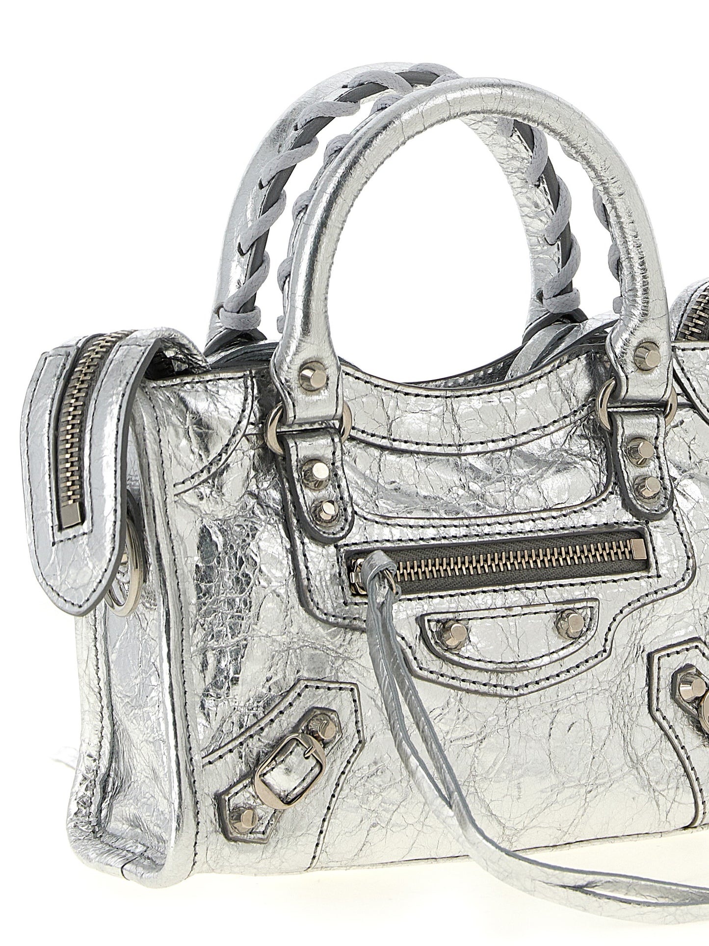 Balenciaga Silver Lamb Leather Crossbody Bag