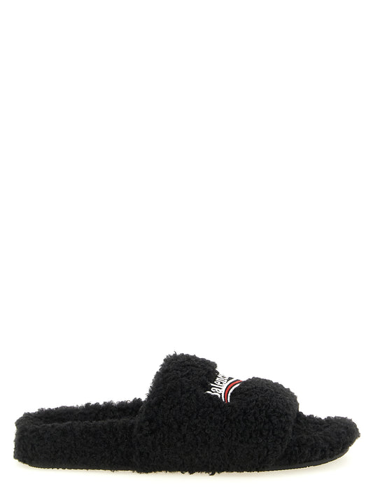 Balenciaga Black Polyester Slides