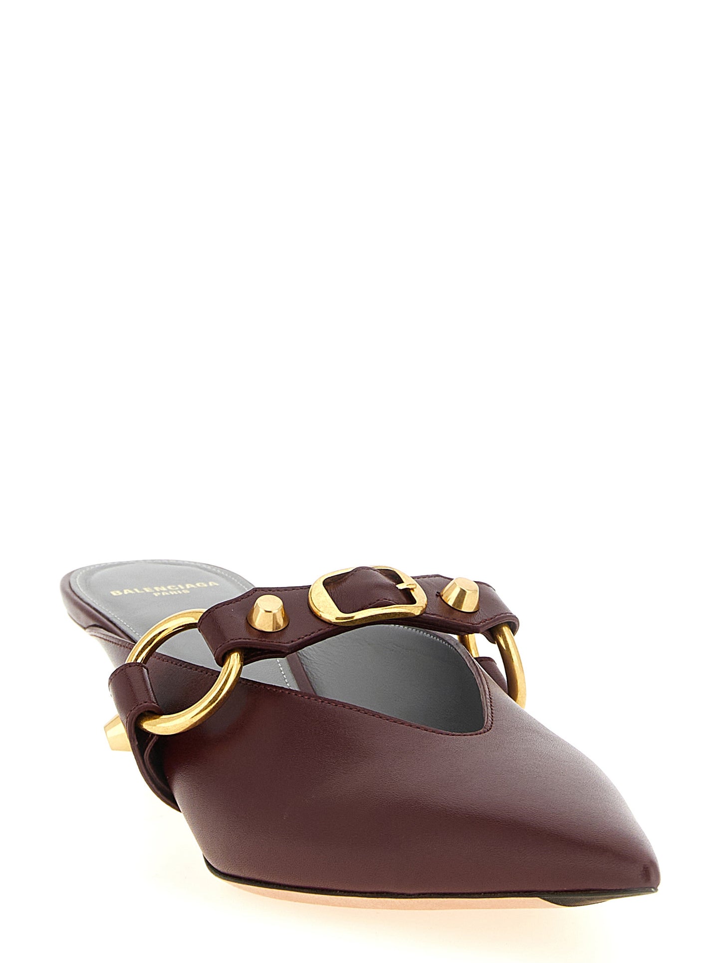 Balenciaga Bordeaux Calfskin Mid Heel Pumps
