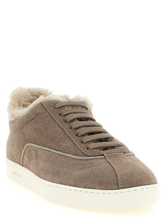 Fabiana Filippi Beige Suede Leather Low Top Sneakers