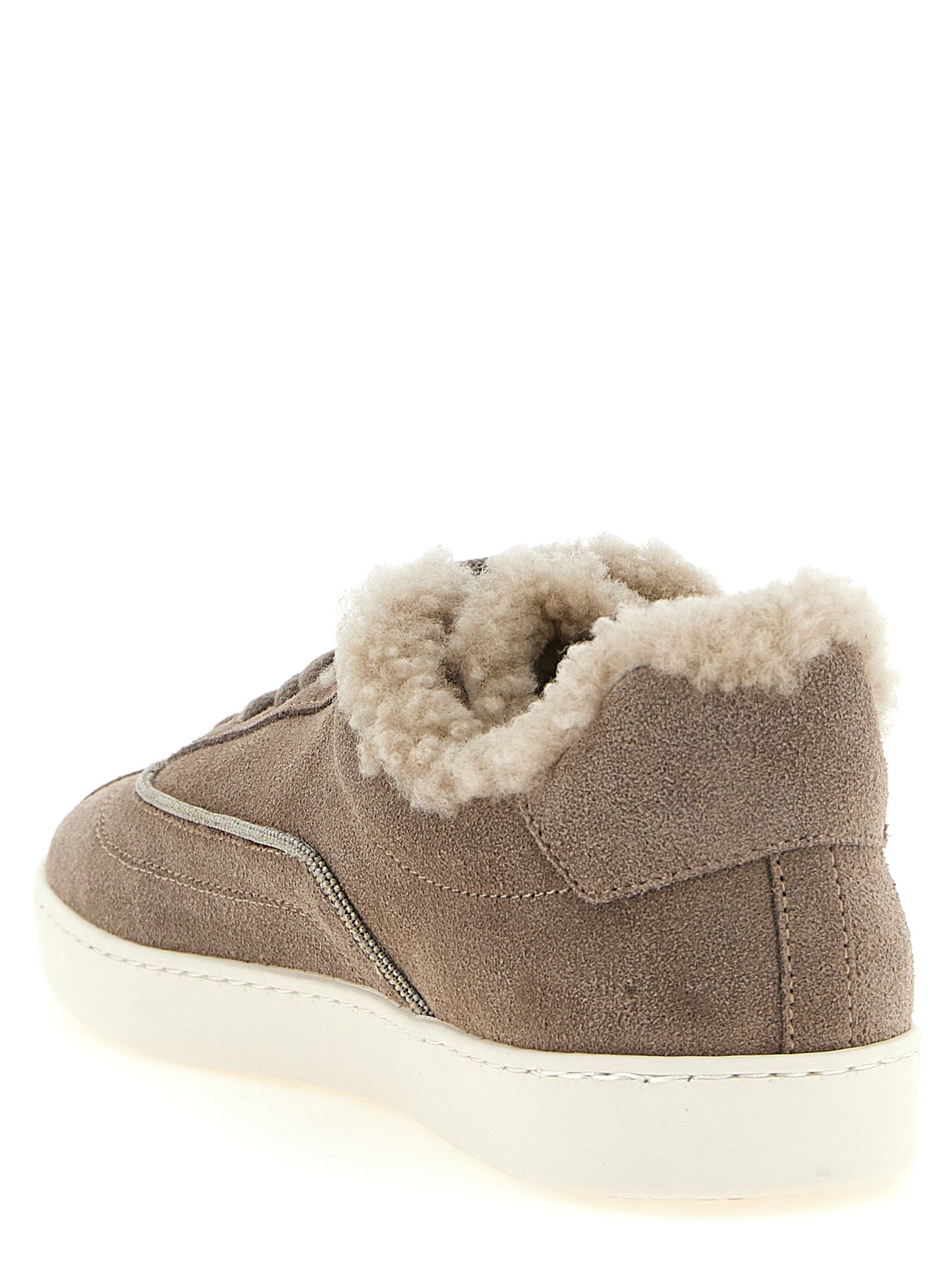 Fabiana Filippi Beige Suede Leather Low Top Sneakers