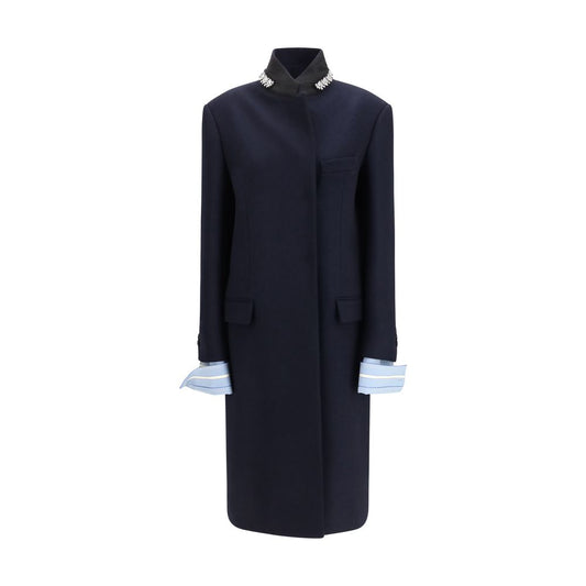 Prada Blue Wool Oves Aries Coat