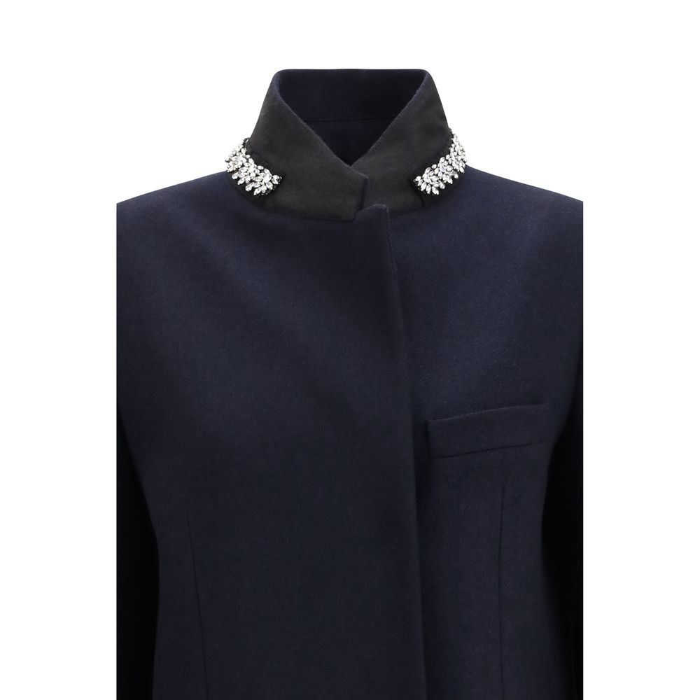 Prada Blue Wool Oves Aries Coat
