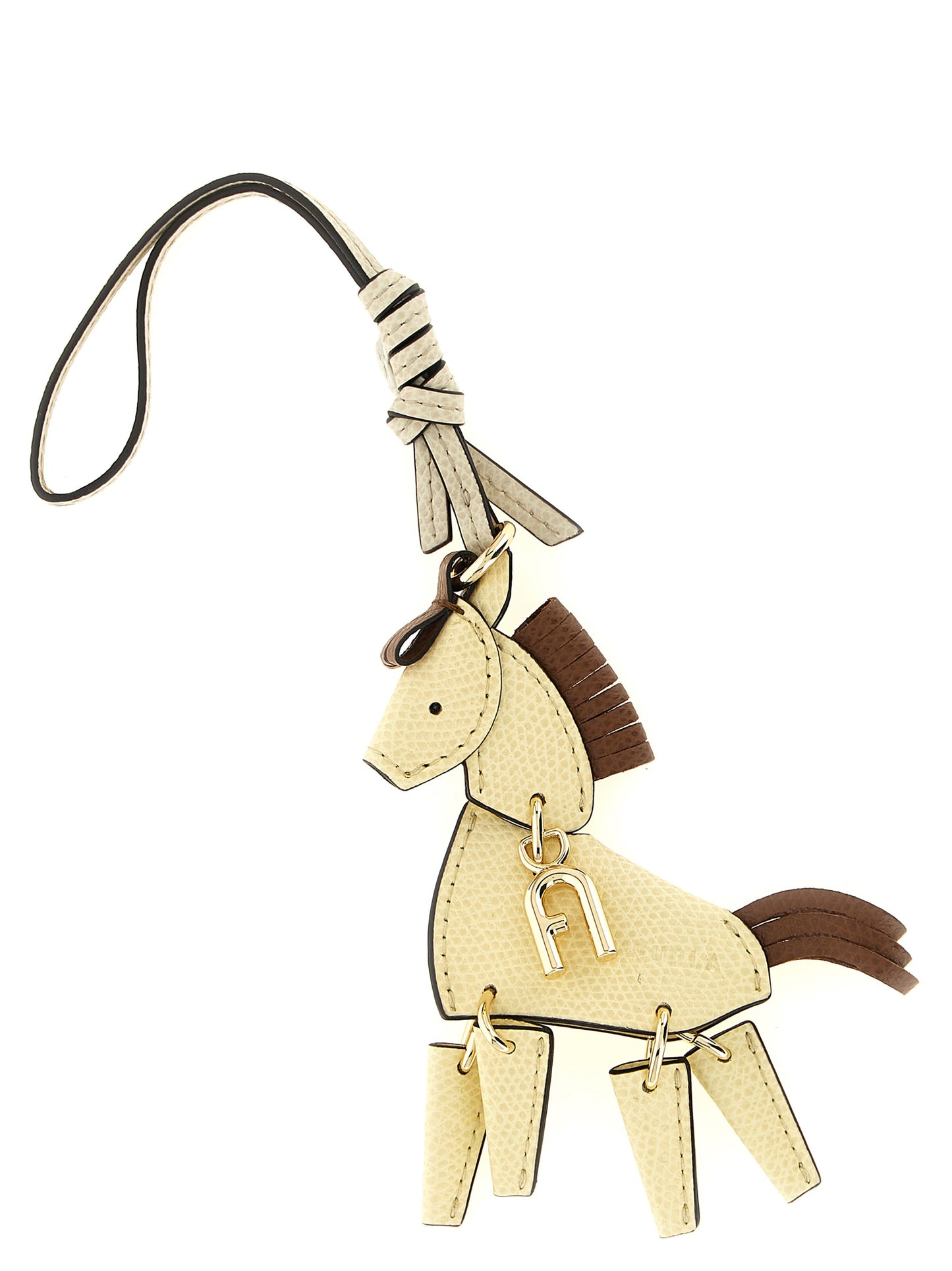 Furla Beige Leather Keychain