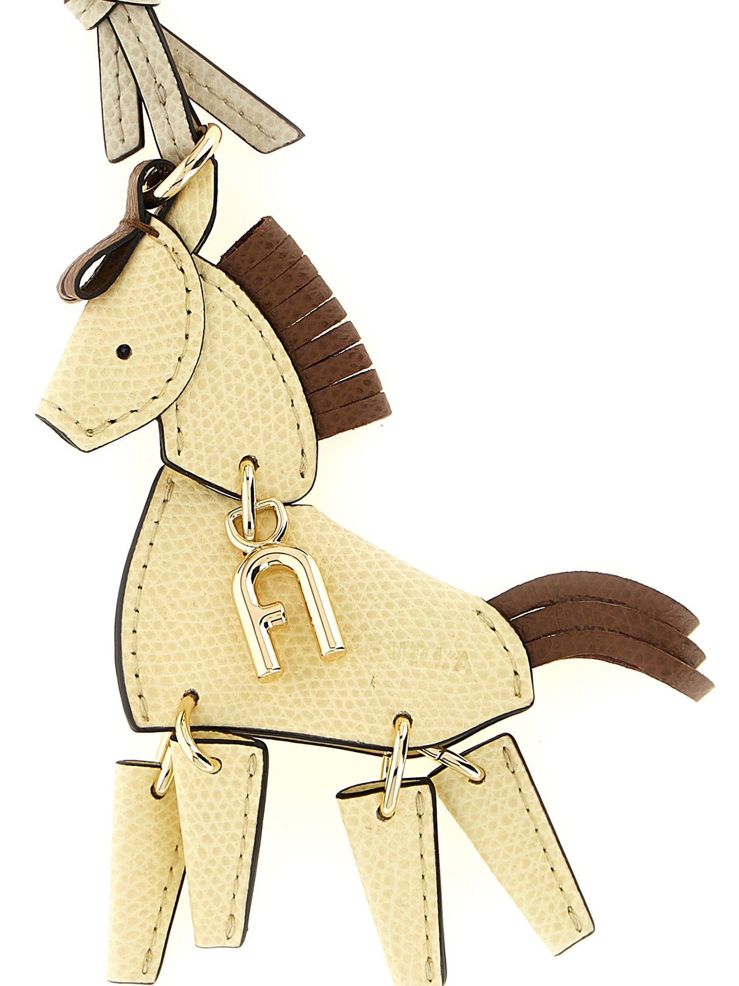 Furla Beige Leather Keychain
