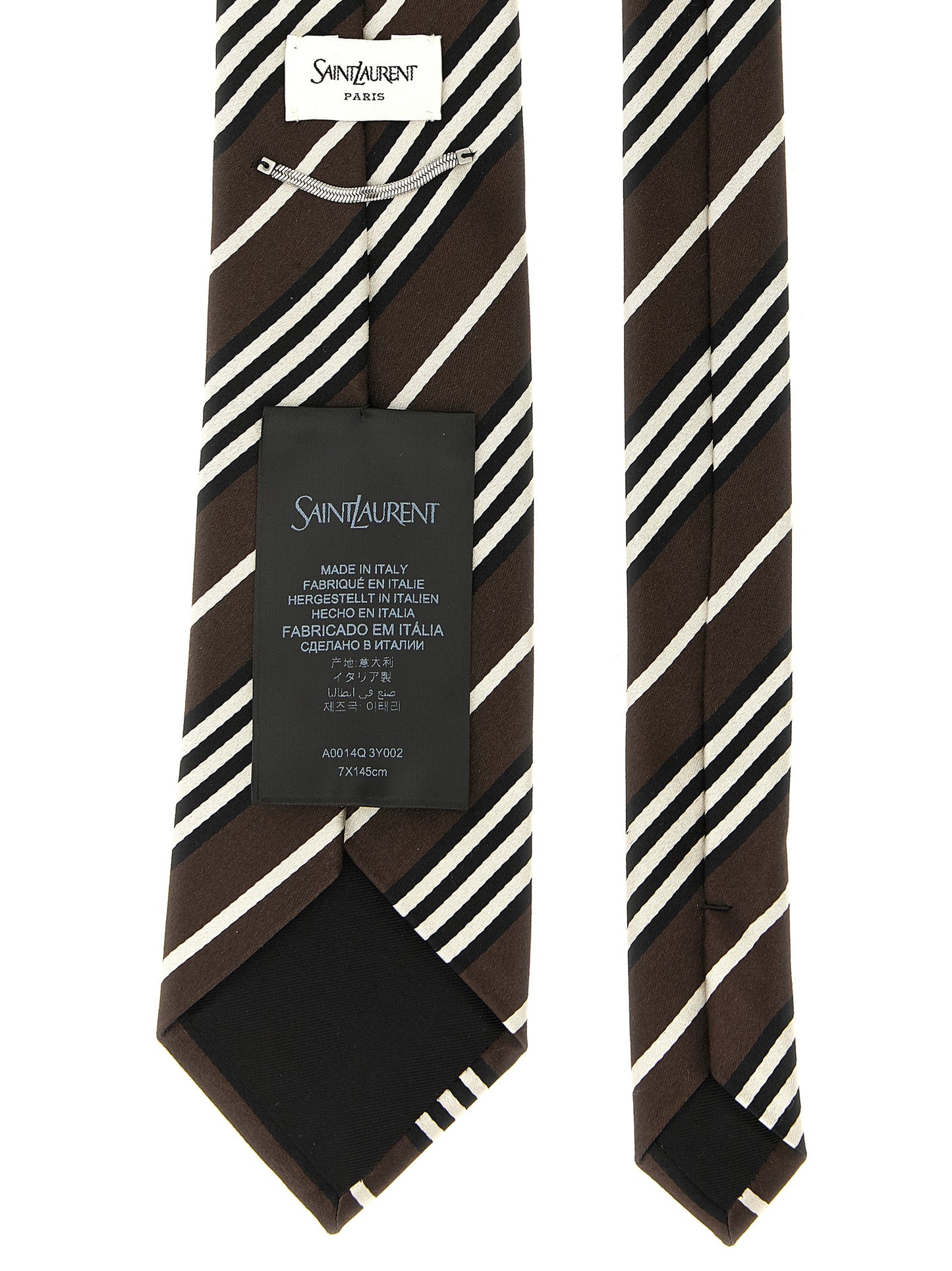 Saint Laurent Brown Silk Tie