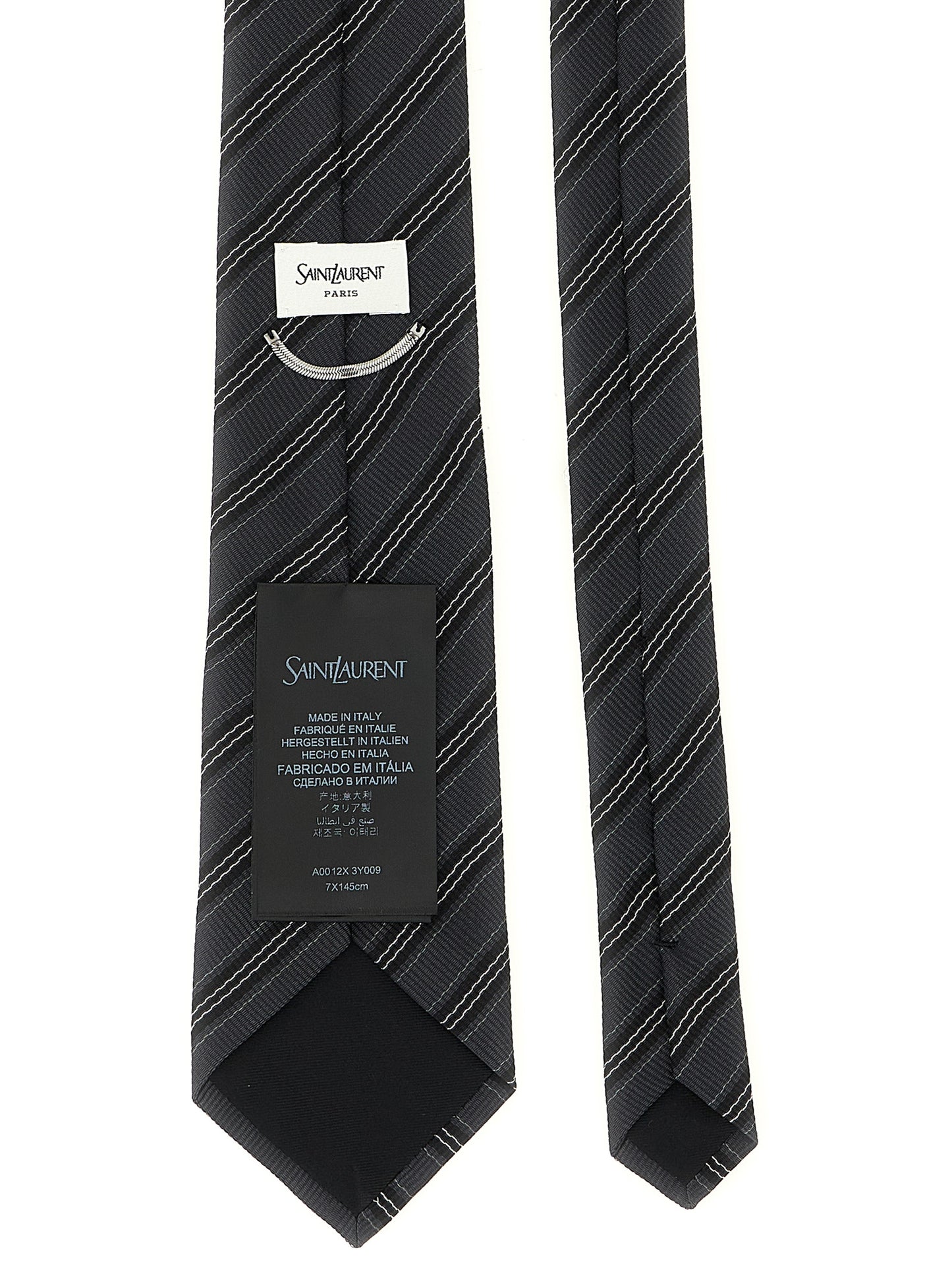 Saint Laurent Gray Silk Tie
