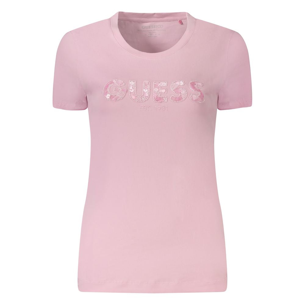 Guess Jeans Pink Cotton T-Shirt