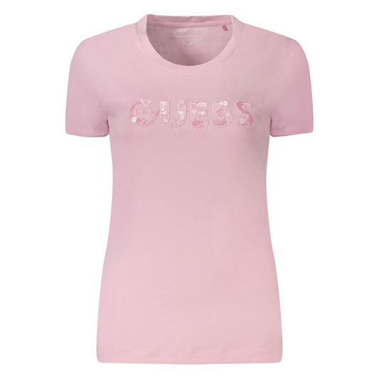Guess Jeans Pink Cotton T-Shirt