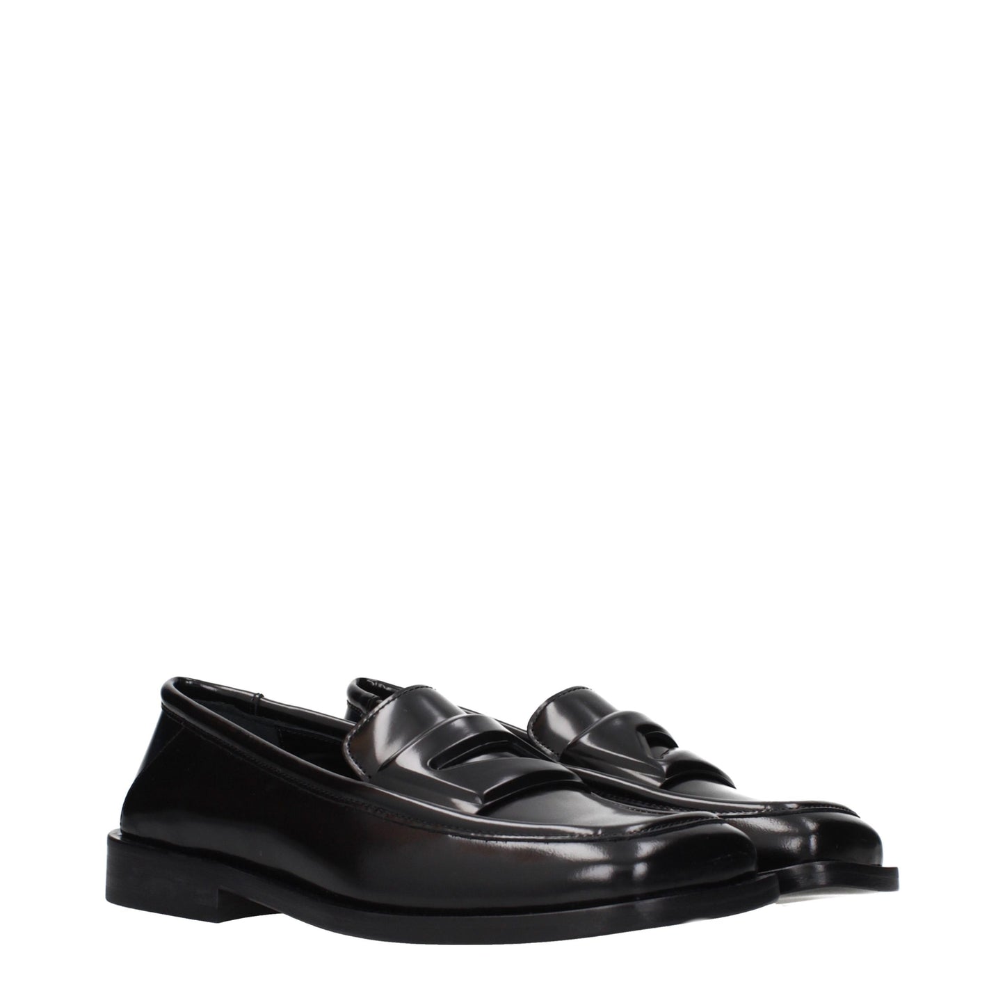 The Attico Black Leather Slip-On Loafers