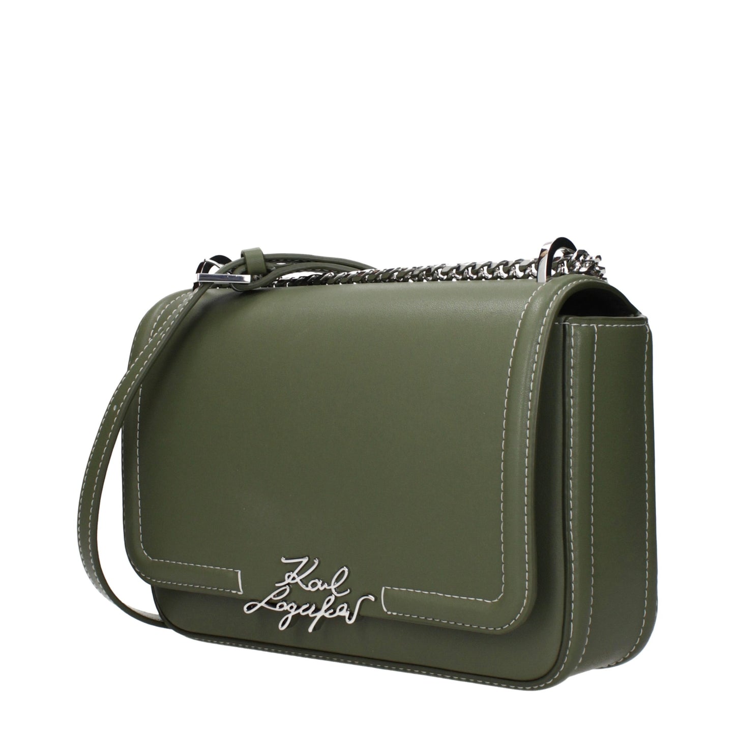 Karl Lagerfeld Green Leather Shoulder Bag