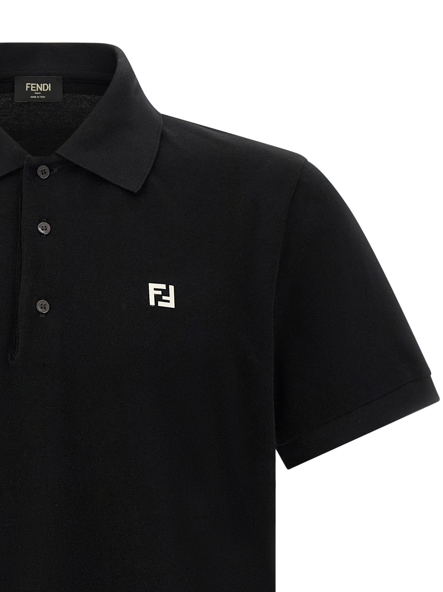 Fendi Black Cotton Polo Shirt