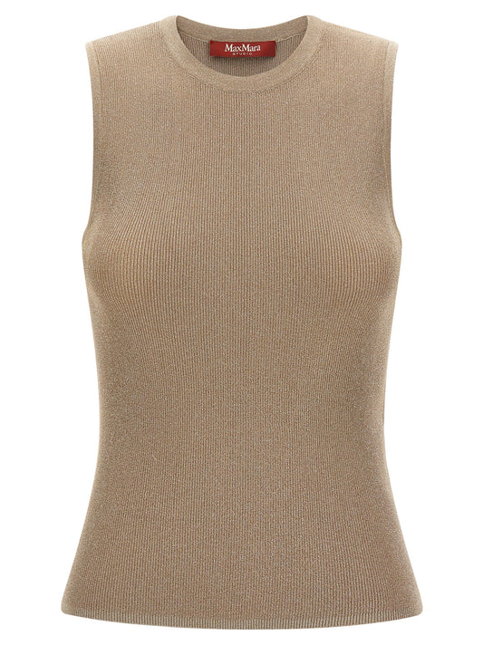 Max Mara Beige Polyamide Sleeveles T-Shirt