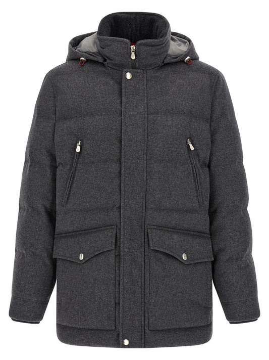Brunello Cucinelli Gray Wool Parka
