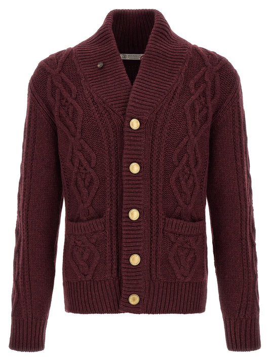 Brunello Cucinelli Bordeaux Cashmere Cardigan