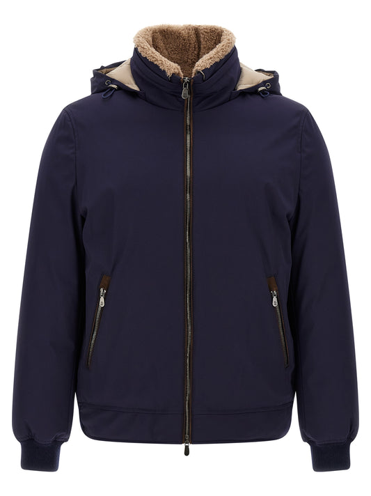 Brunello Cucinelli Blue Polyamide Full-Length Jacket