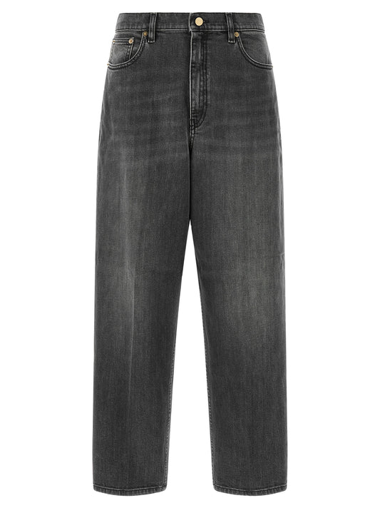 Fabiana Filippi Gray Cotton Relaxed Fit Jeans