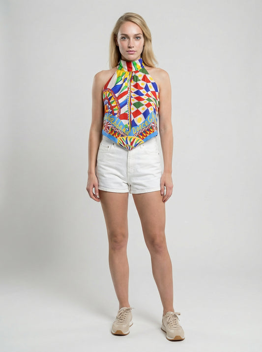 Dolce & Gabbana Multicolor Silk T-Shirt