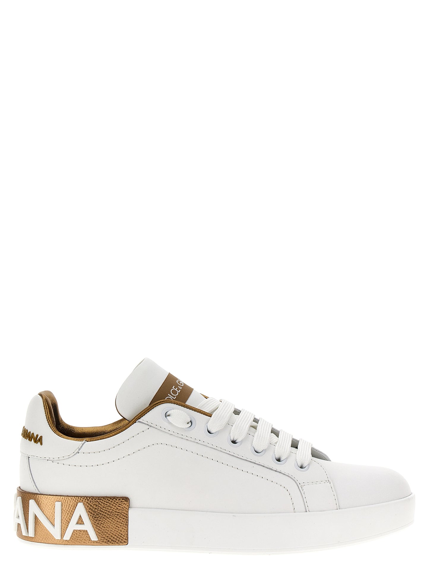 Dolce & Gabbana Gold Calfskin Low Top Sneakers