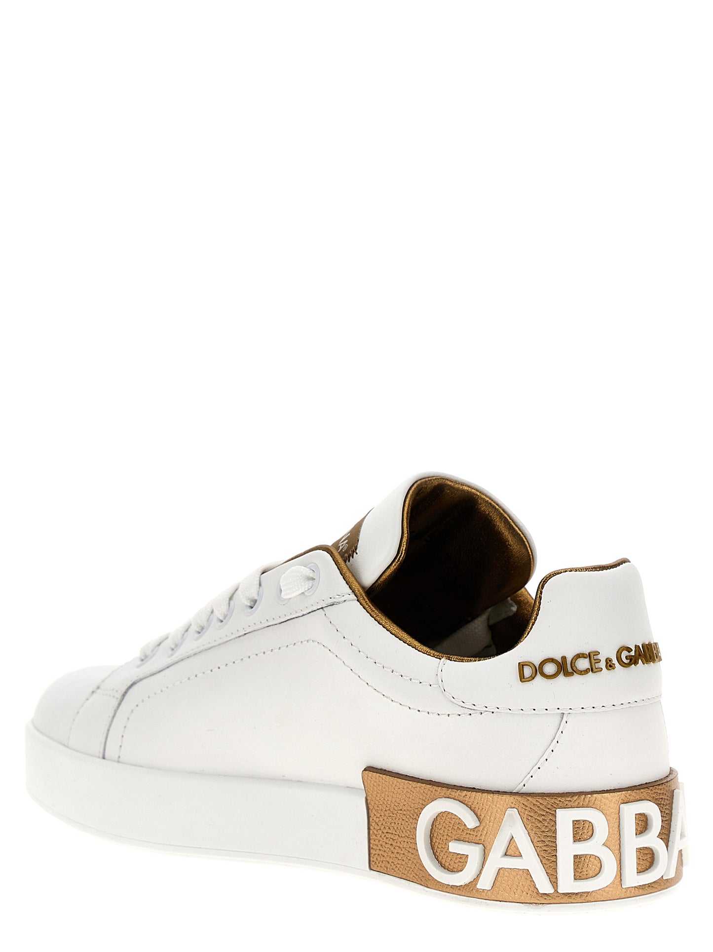 Dolce & Gabbana Gold Calfskin Low Top Sneakers
