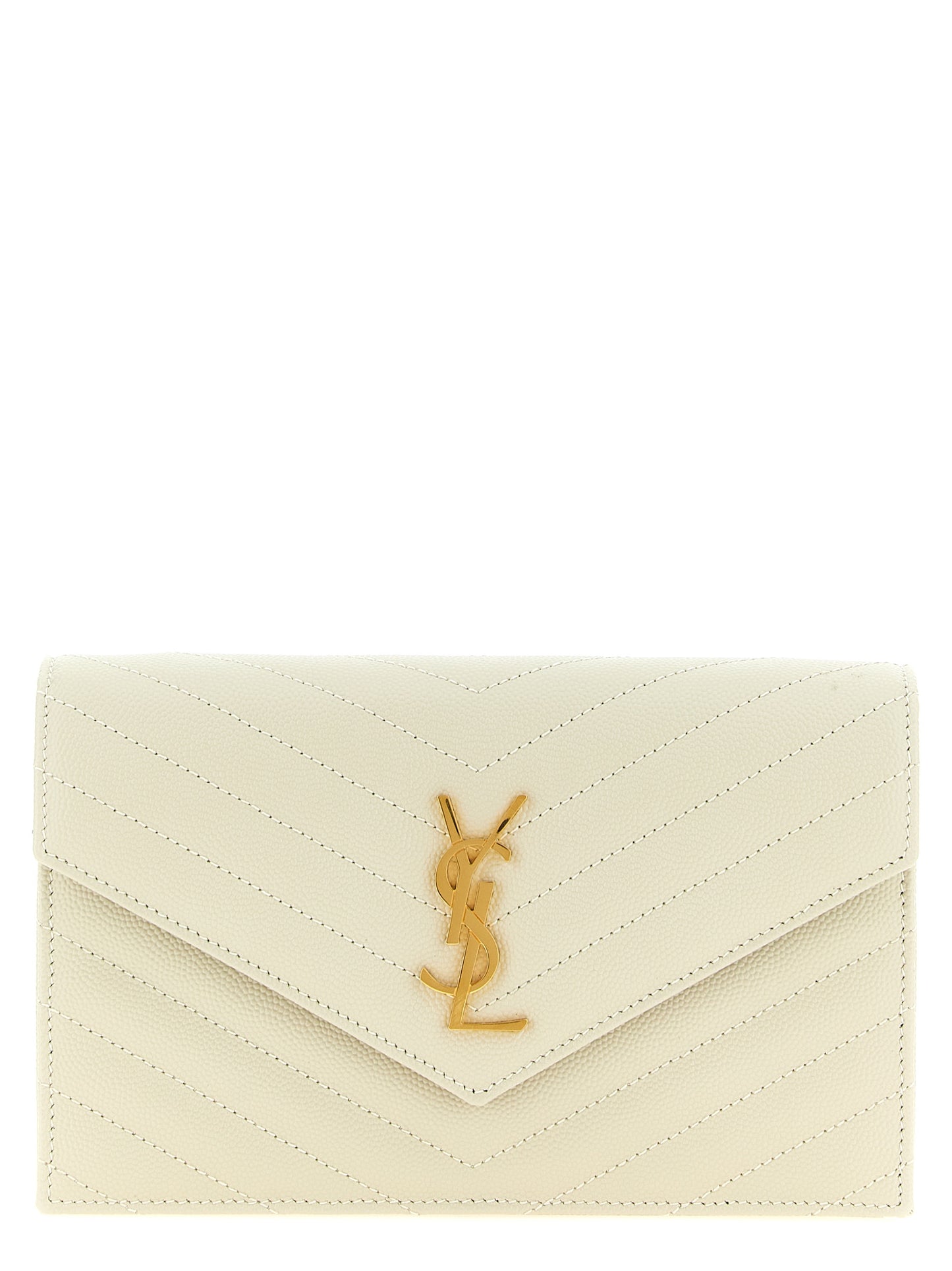 Saint Laurent White Calfskin Clutch Bag