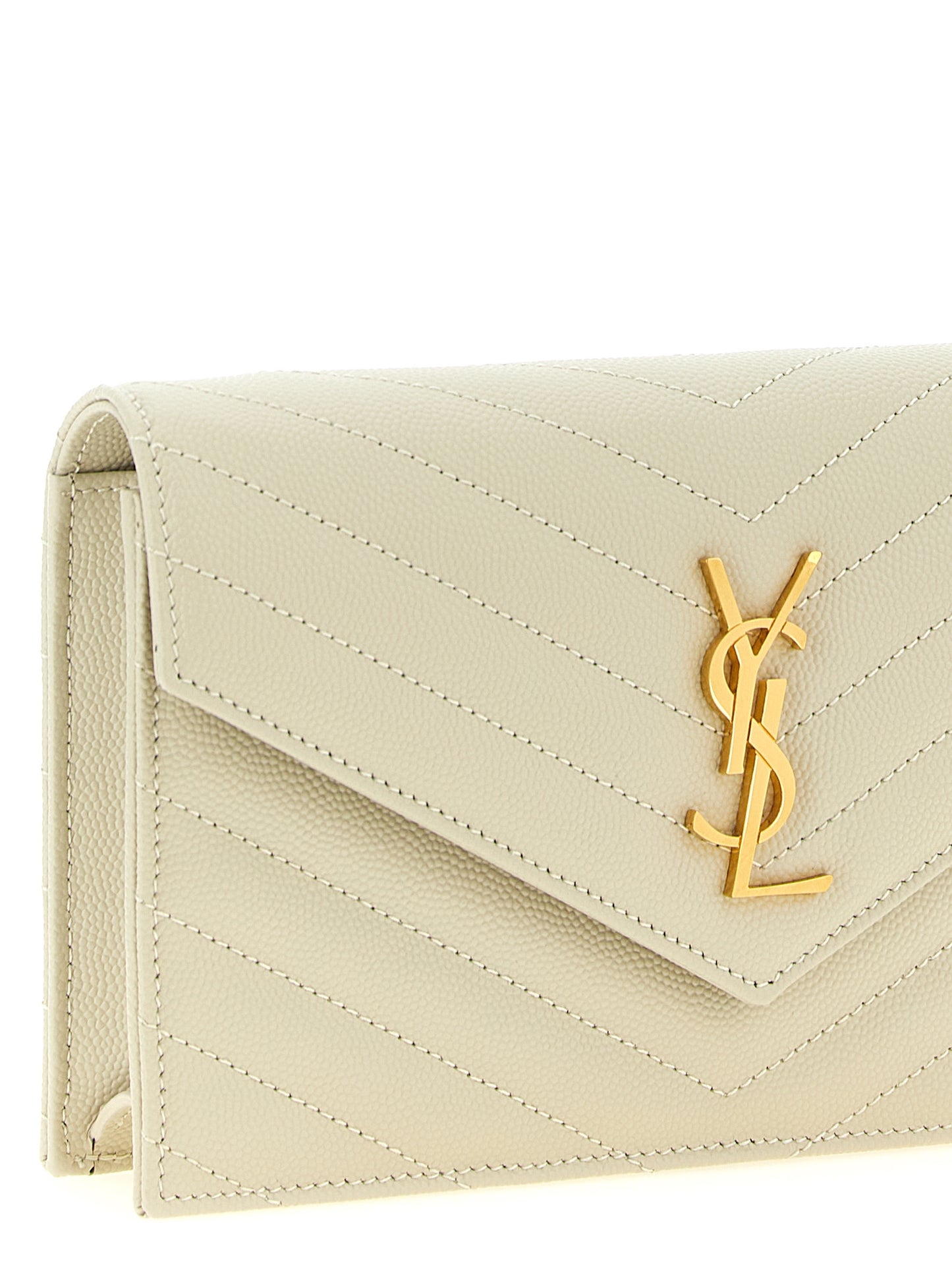 Saint Laurent White Calfskin Clutch Bag