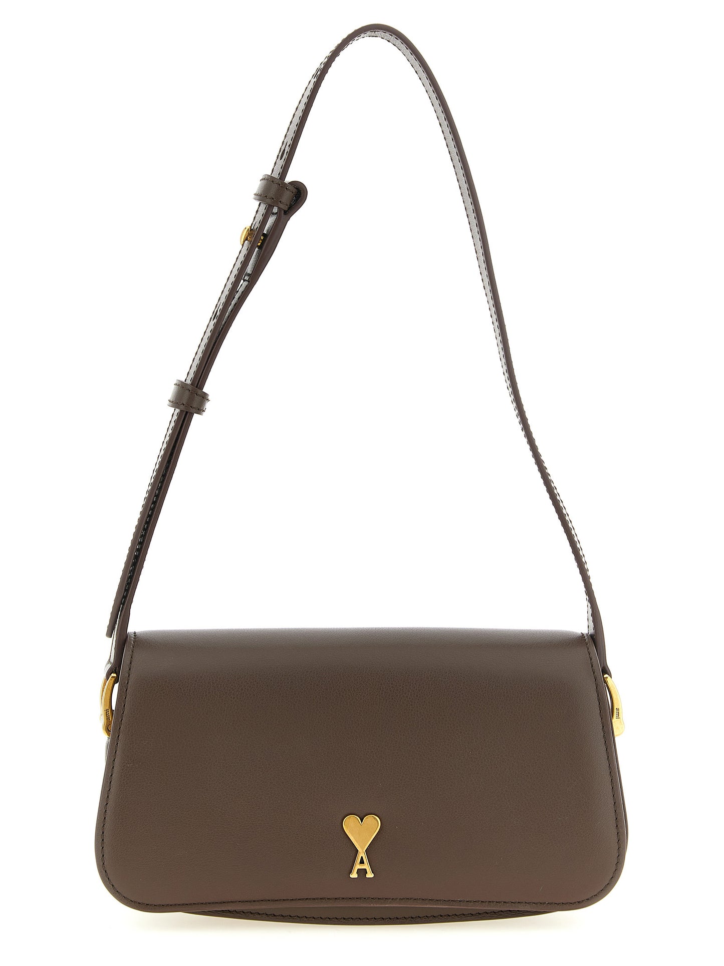 Ami Paris Brown Cowhide Shoulder Bag