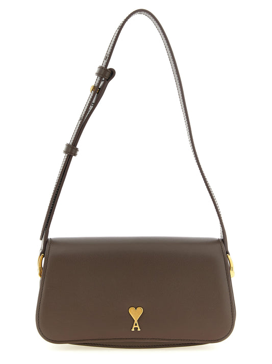 Ami Paris Brown Cowhide Shoulder Bag