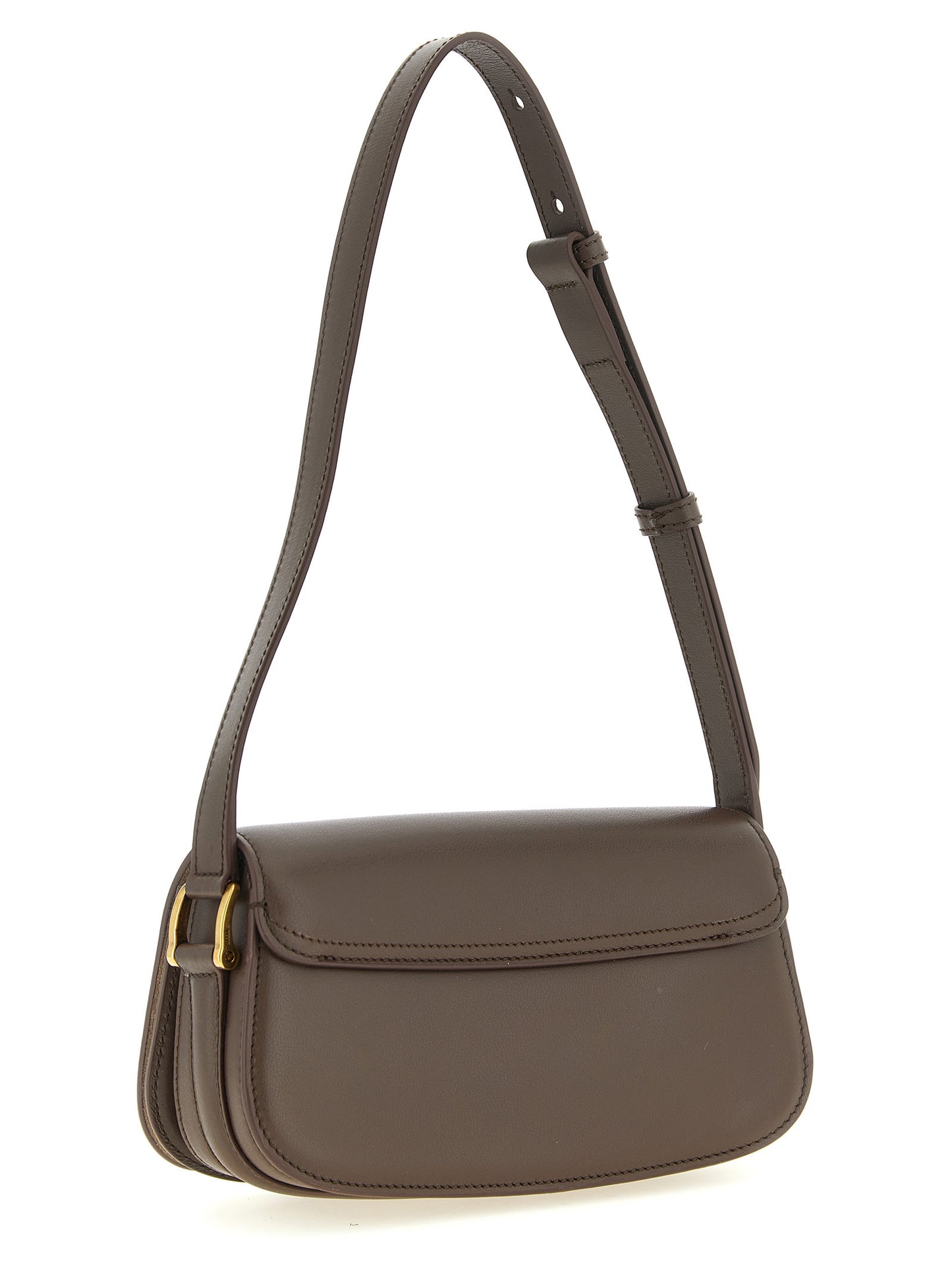 Ami Paris Brown Cowhide Shoulder Bag