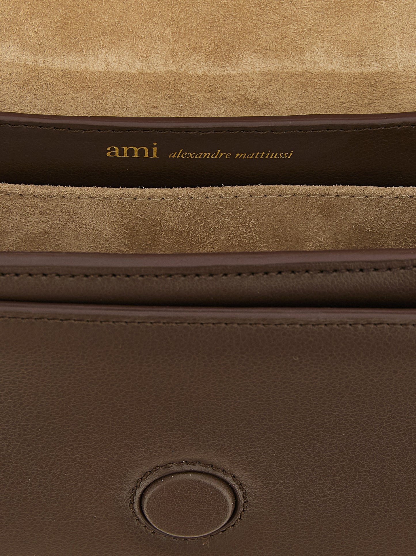 Ami Paris Brown Cowhide Shoulder Bag