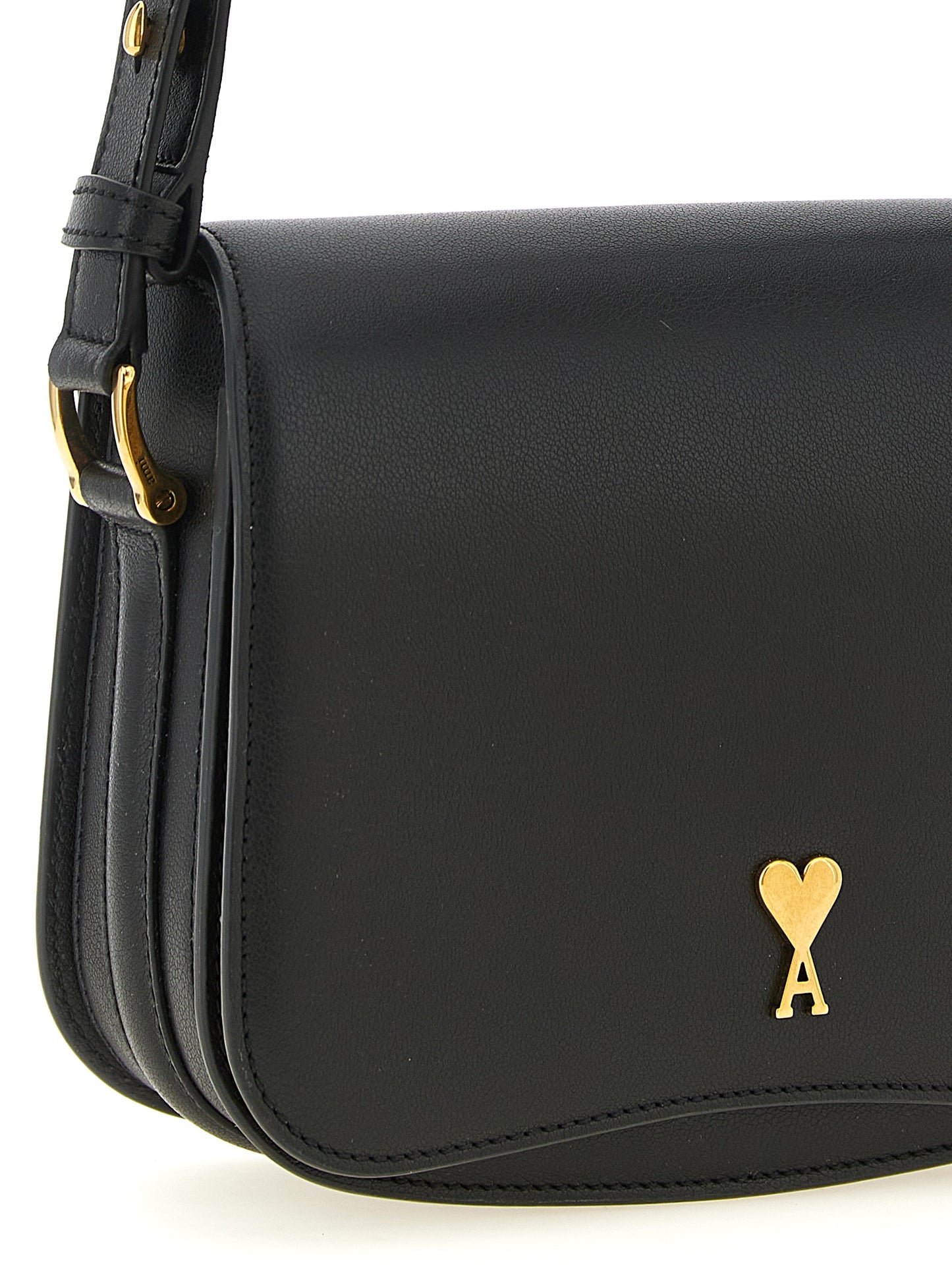 Ami Paris Black Cowhide Crossbody Bag