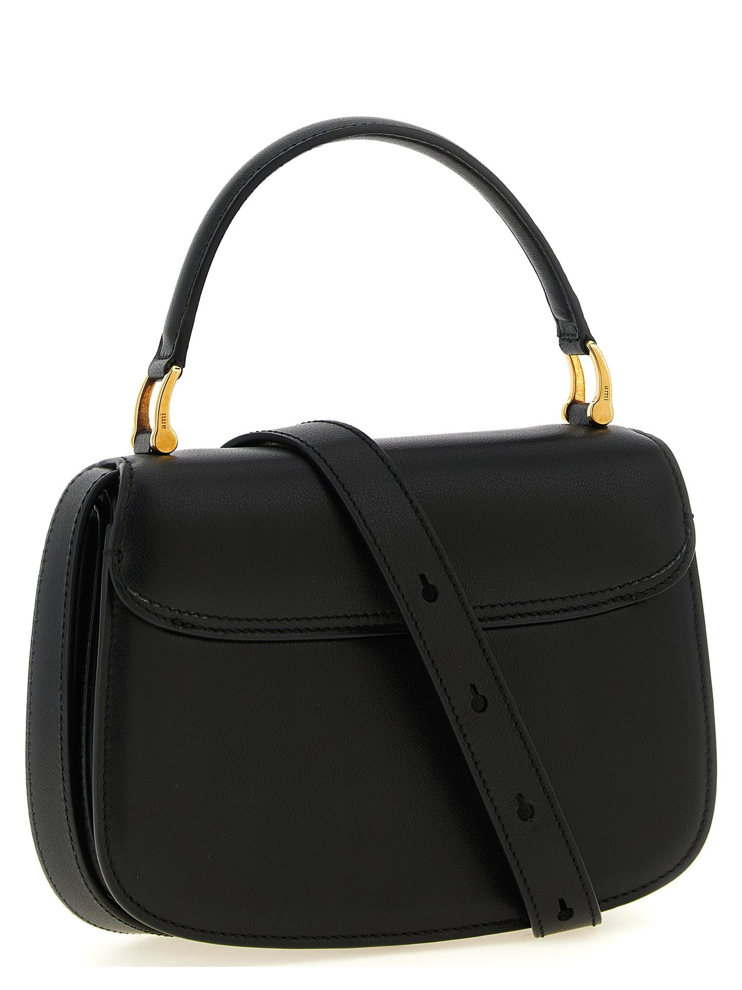 Ami Paris Black Cowhide Handbag