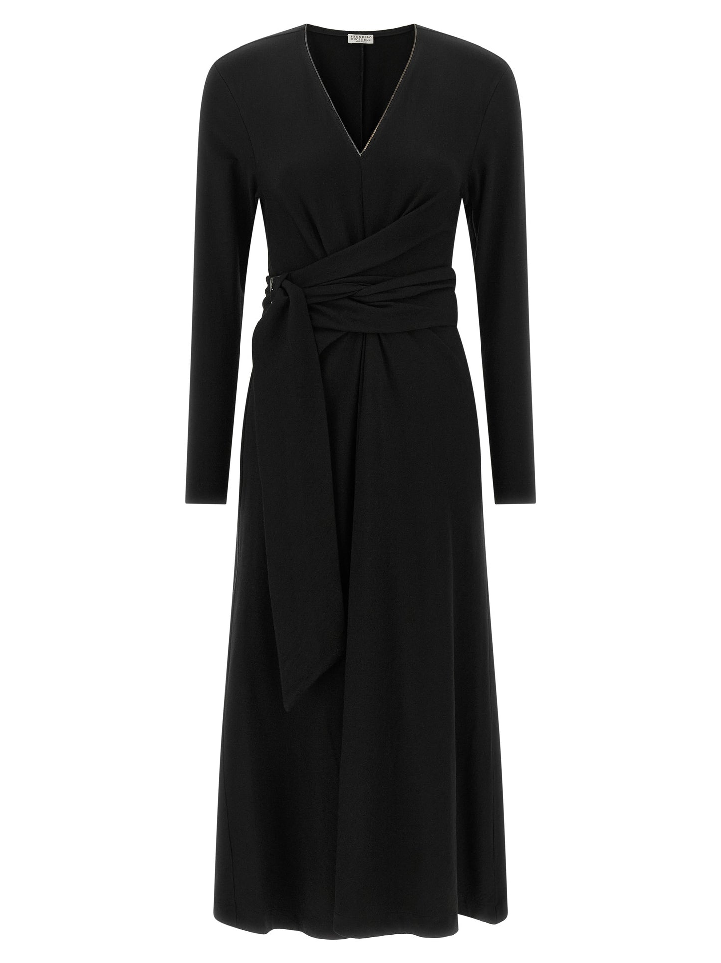 Brunello Cucinelli Black Virgin Wool Midi Dress