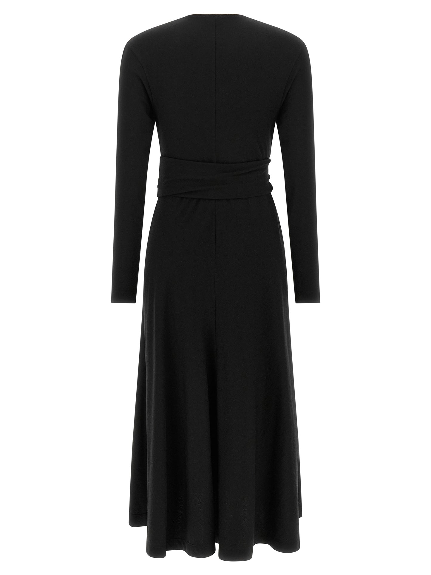 Brunello Cucinelli Black Virgin Wool Midi Dress