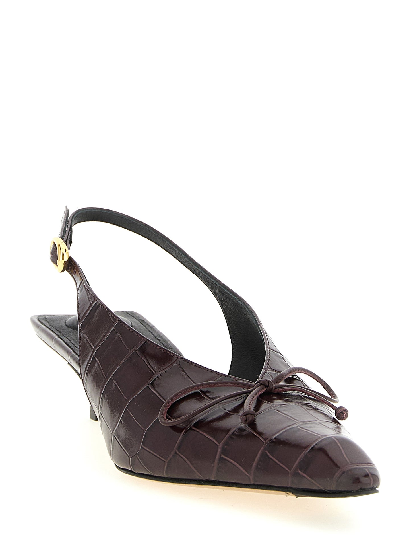 Jacquemus Bordeaux Calfskin Mid Heel Pumps