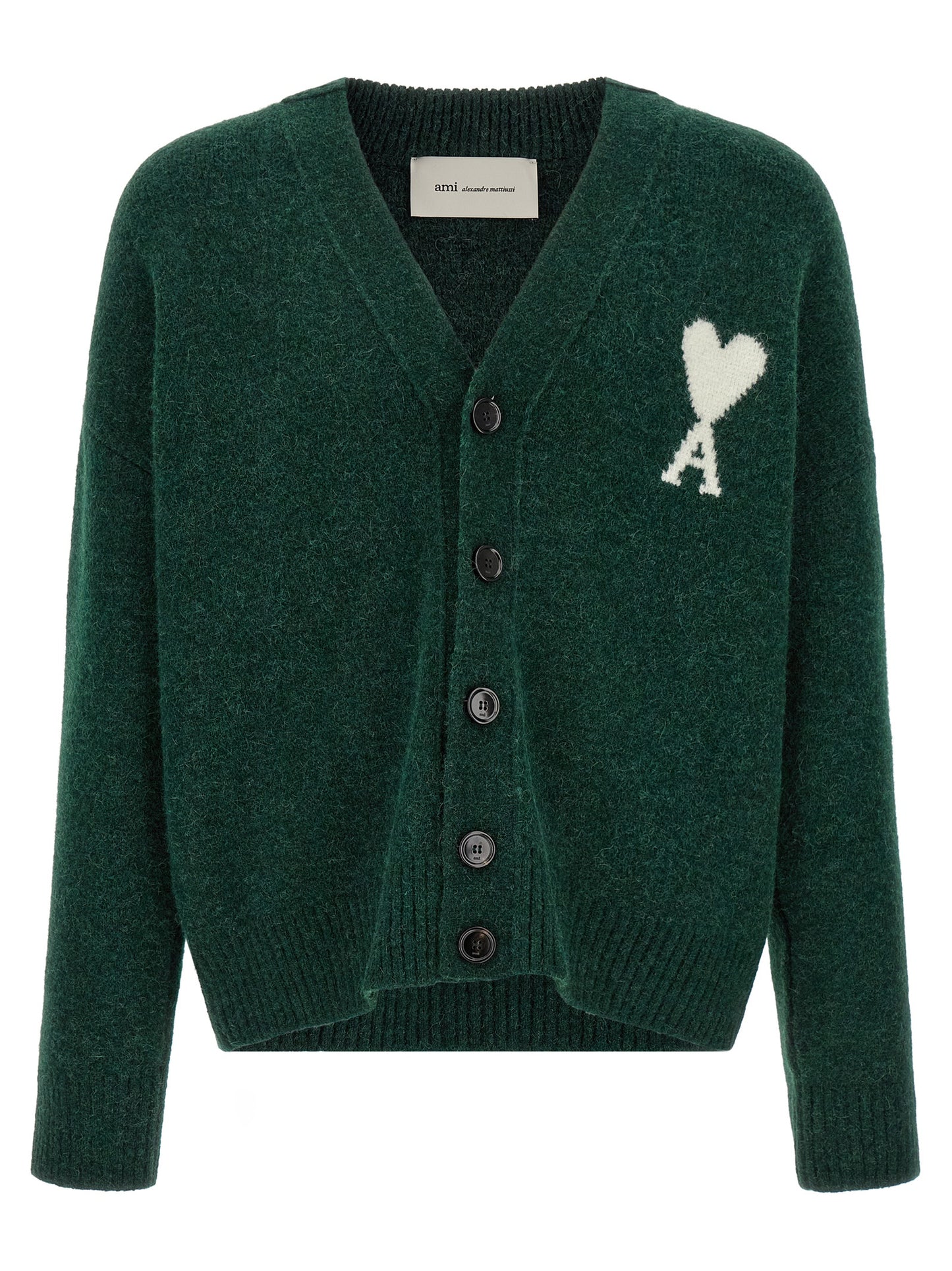 Ami Paris Bicolor Alpaca Leather Cardigan