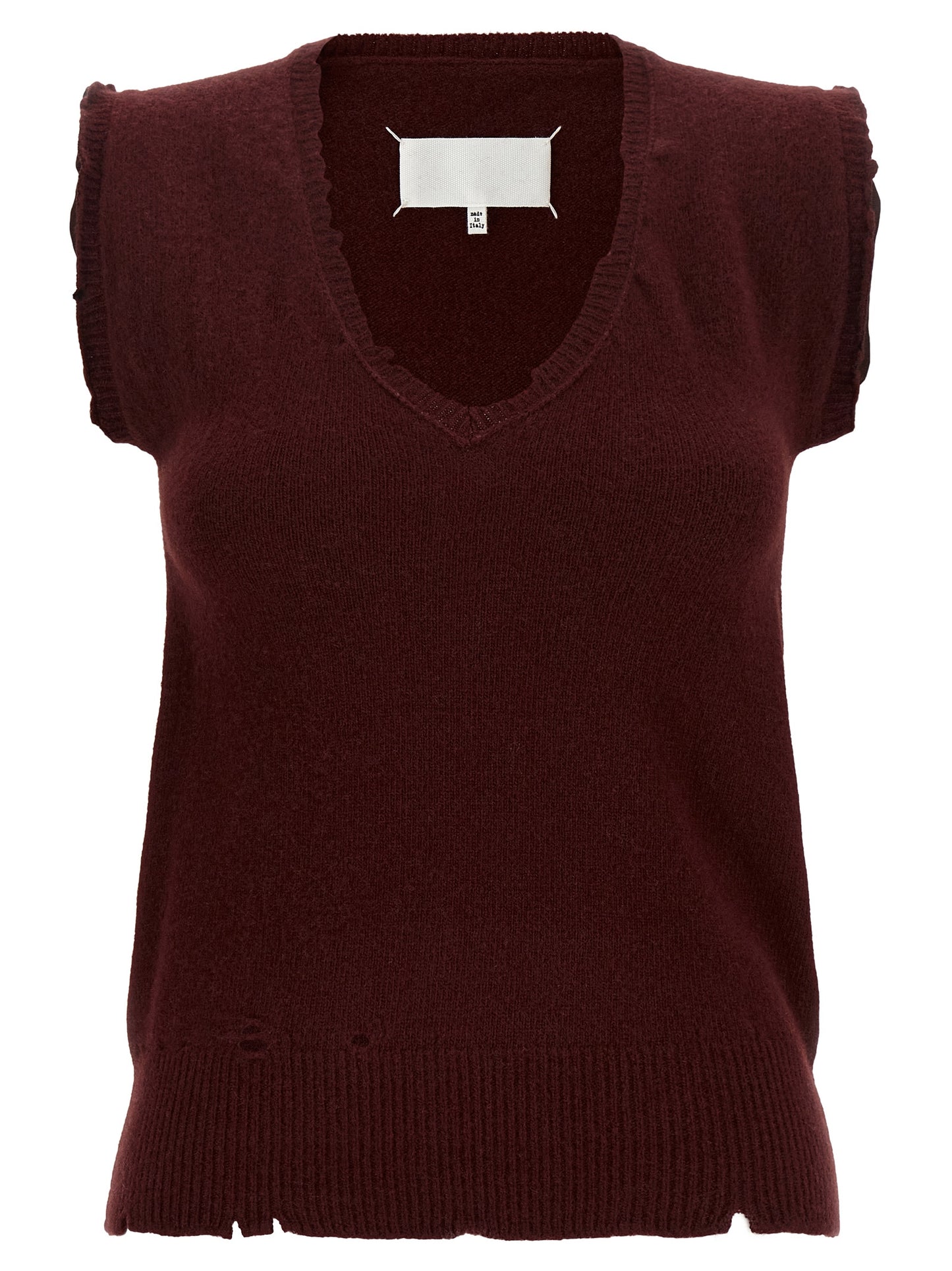 Maison Margiela Bordeaux Virgin Wool Sleeveless Jacket