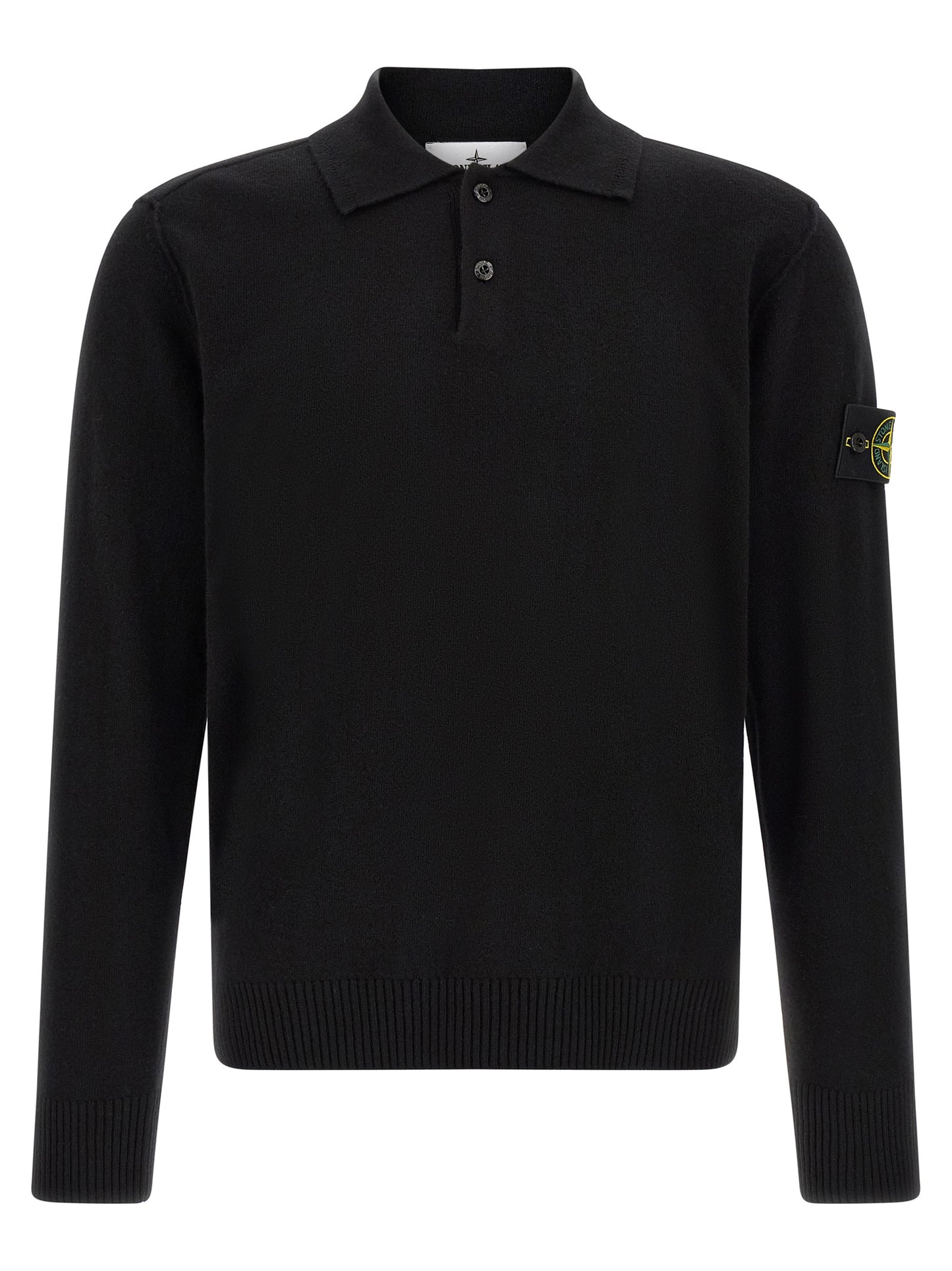 Stone Island Black Virgin Wool Polo Shirt