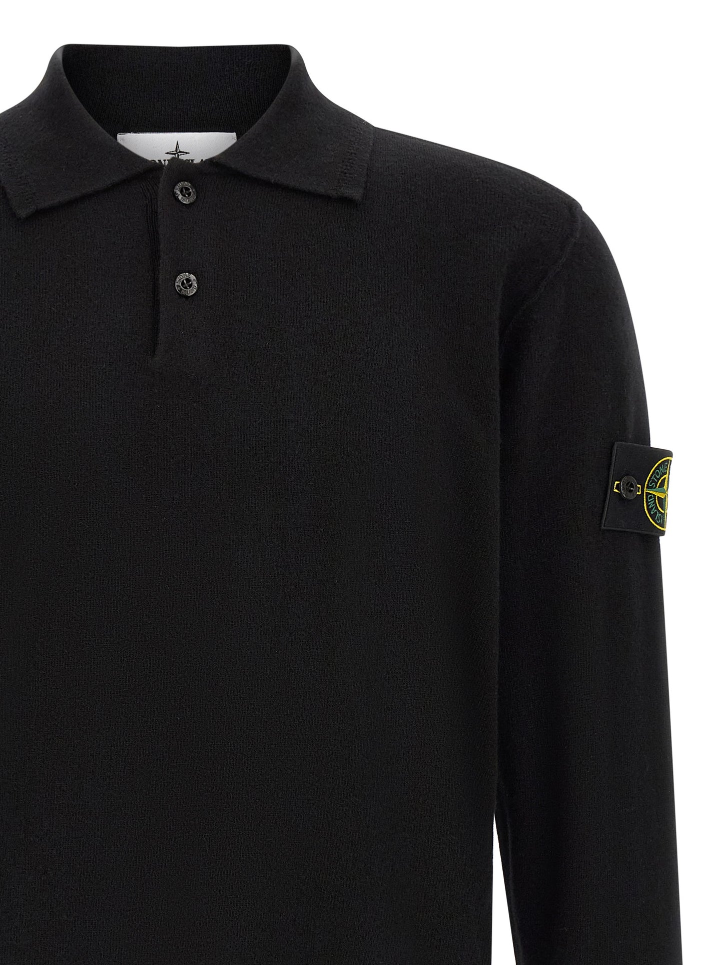 Stone Island Black Virgin Wool Polo Shirt