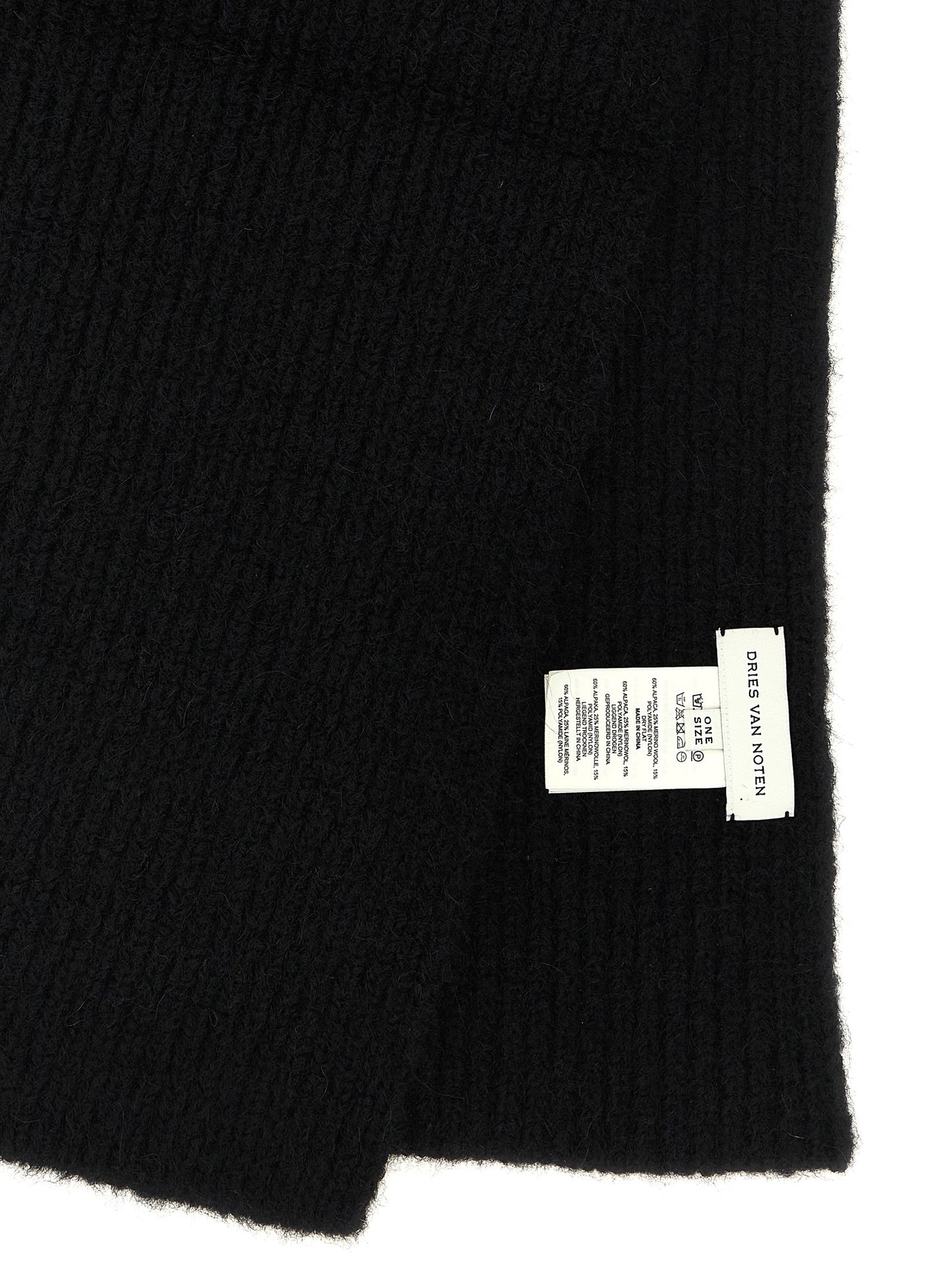 Dries Van Noten Black Wool Foulard