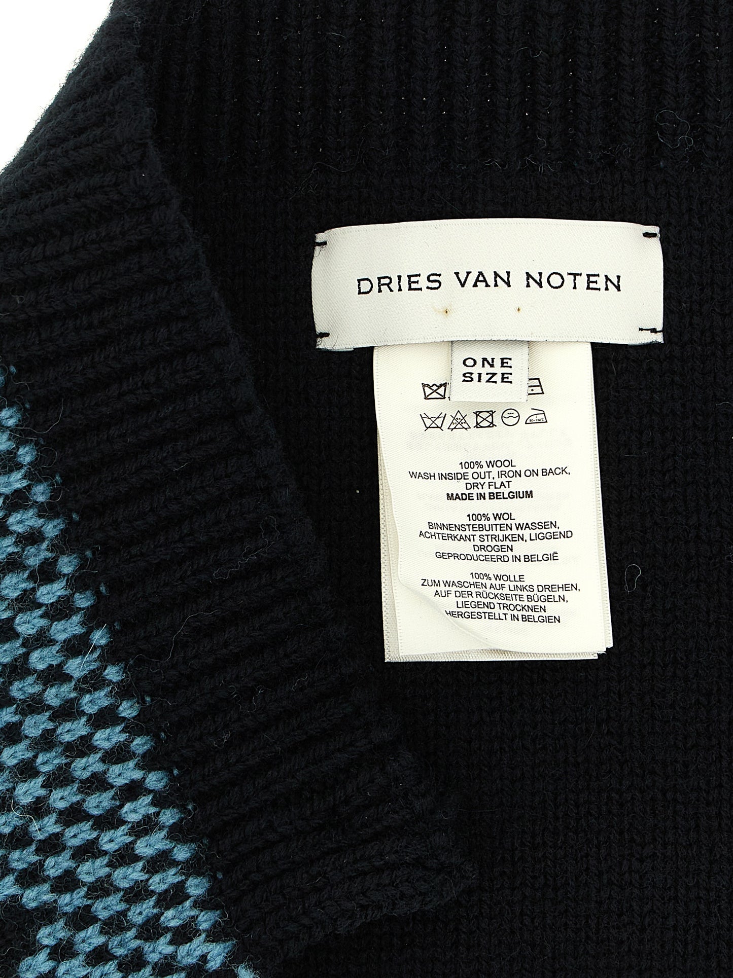 Dries Van Noten Blue Wool Foulard