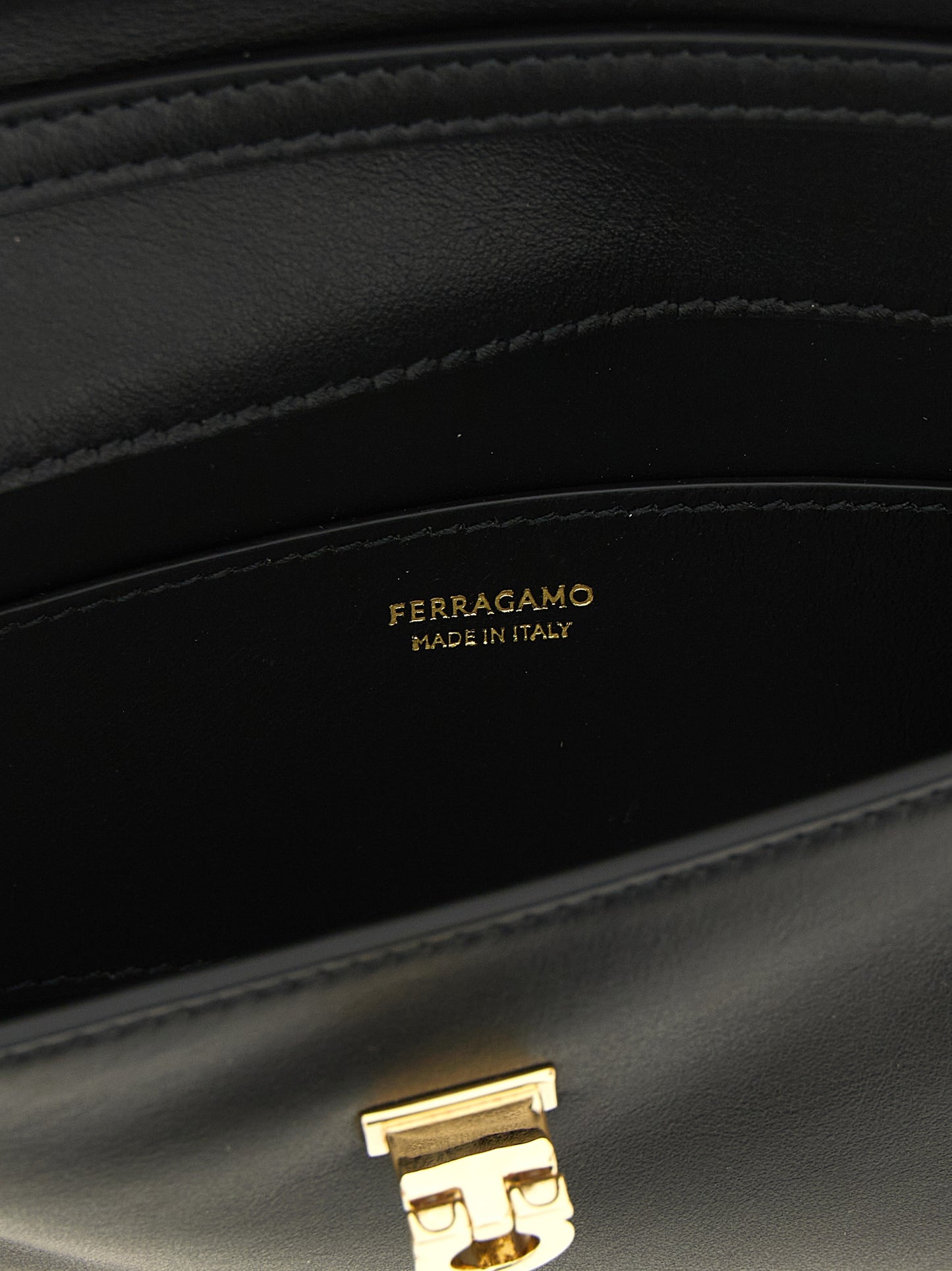 Ferragamo Black Calfskin Clutch Bag