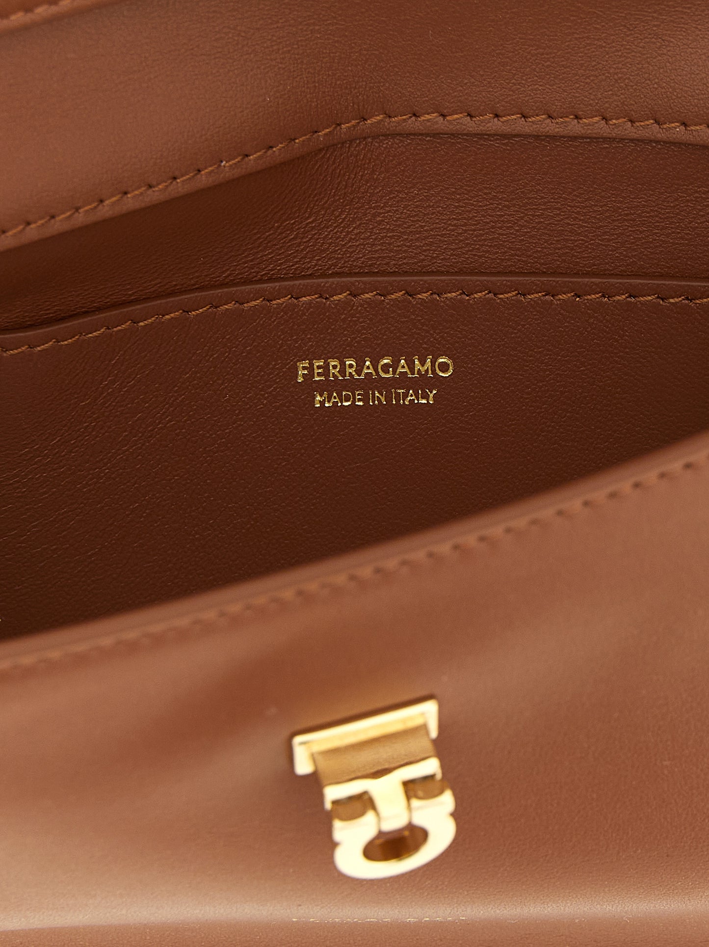 Ferragamo Brown Calfskin Clutch Bag