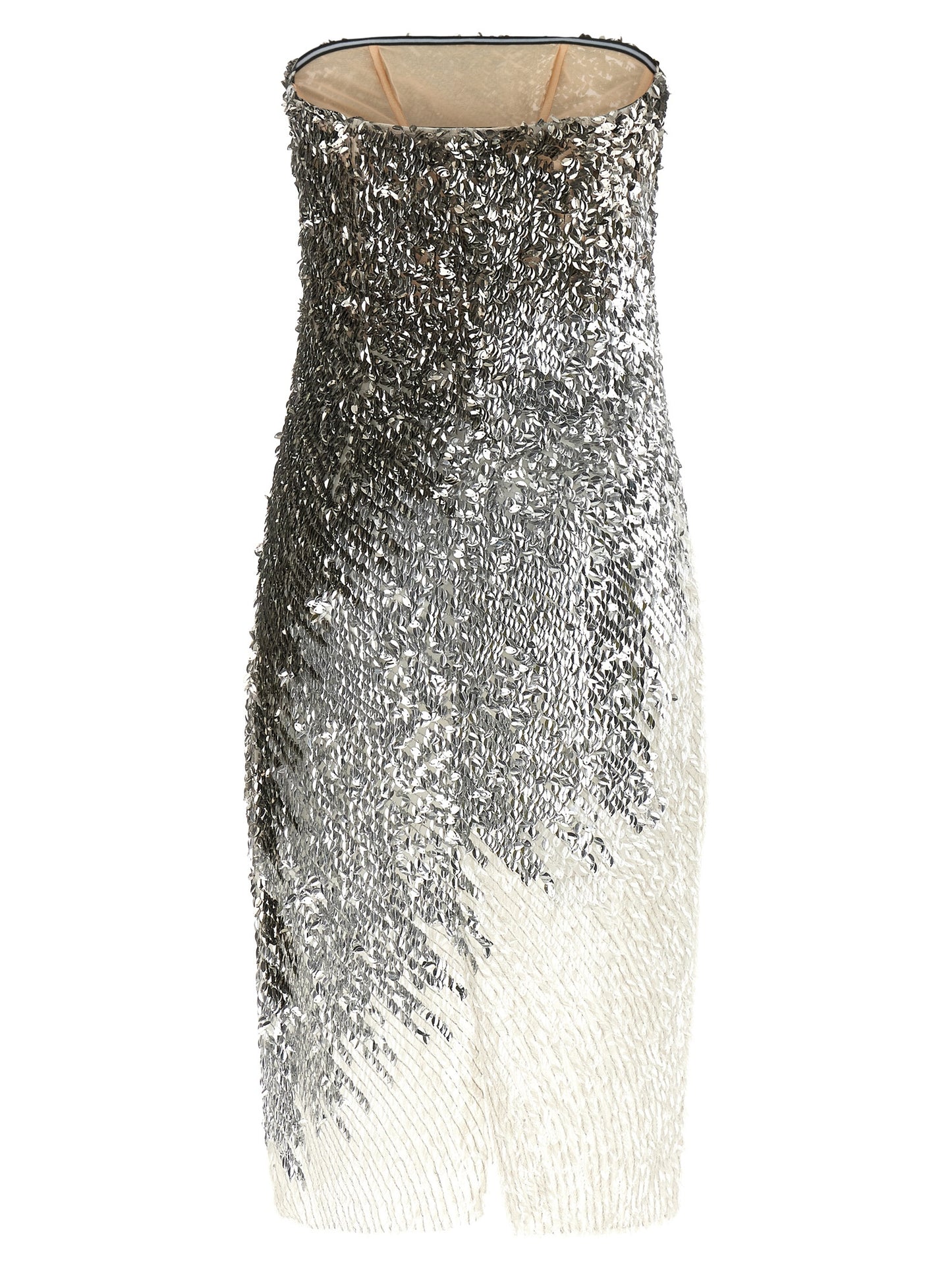 Elisabetta Franchi Silver Polyamide Midi Dress