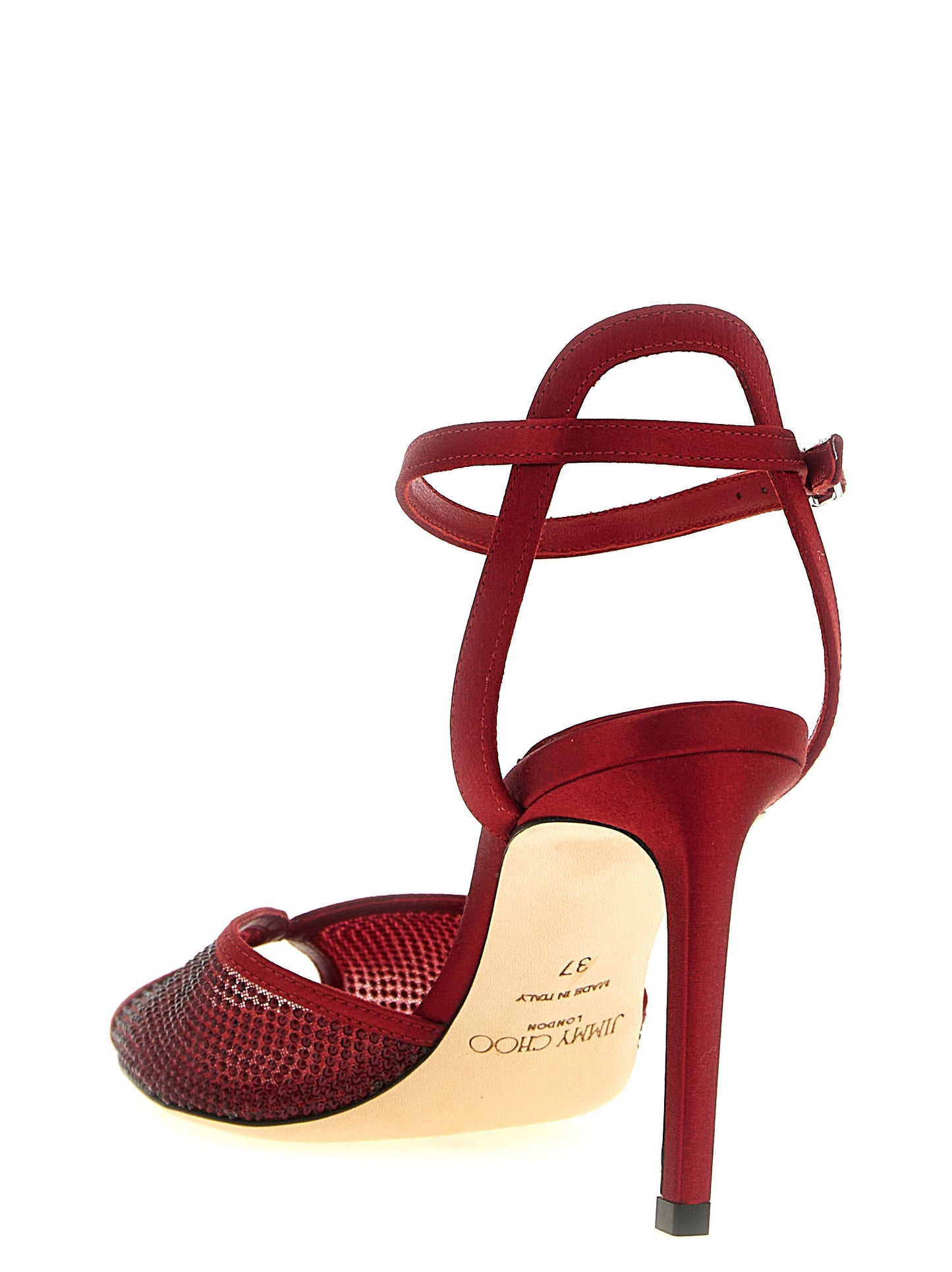 Jimmy Choo Red Lamb Leather Stiletto Heel Sandals