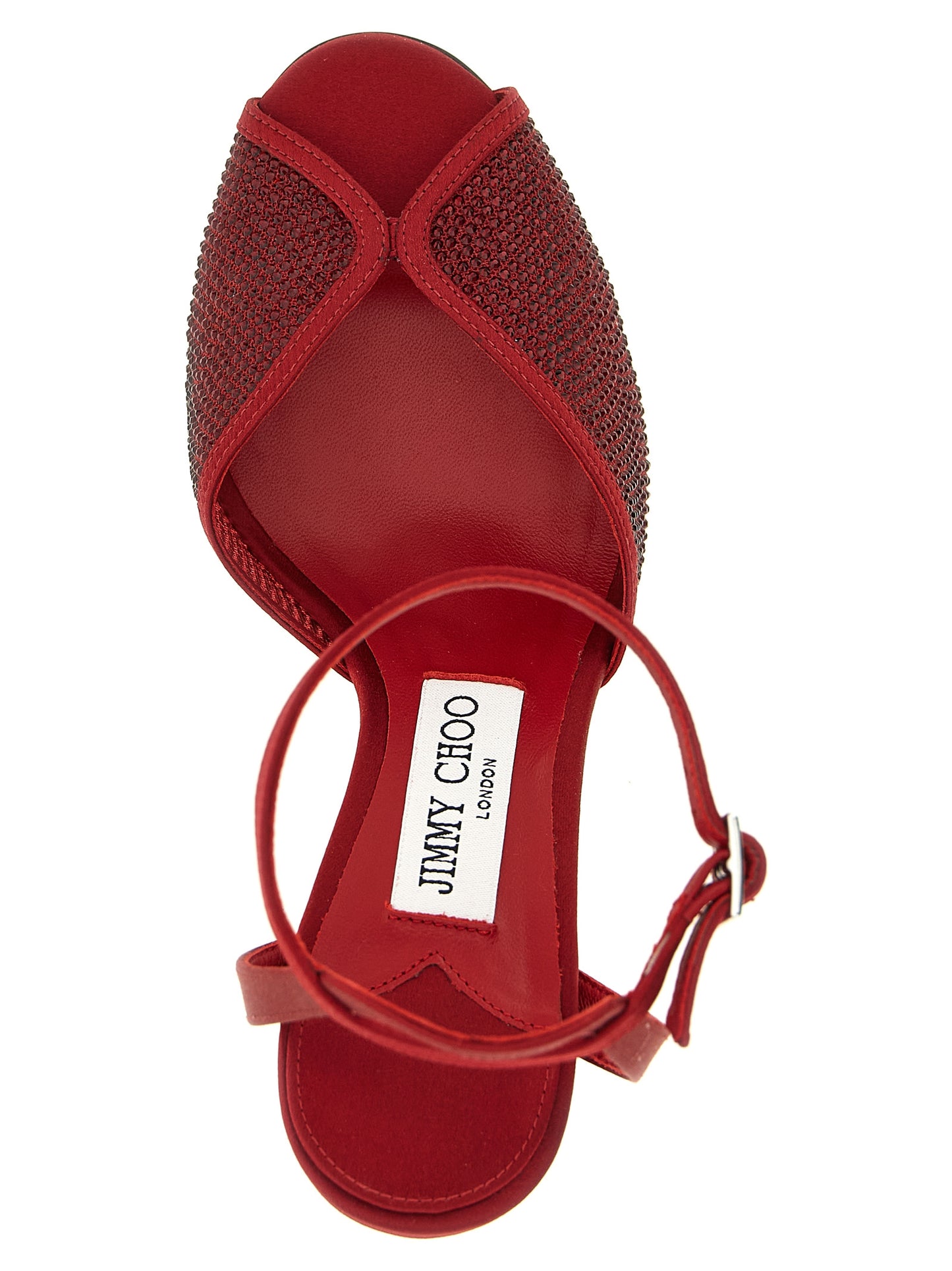 Jimmy Choo Red Lamb Leather Stiletto Heel Sandals