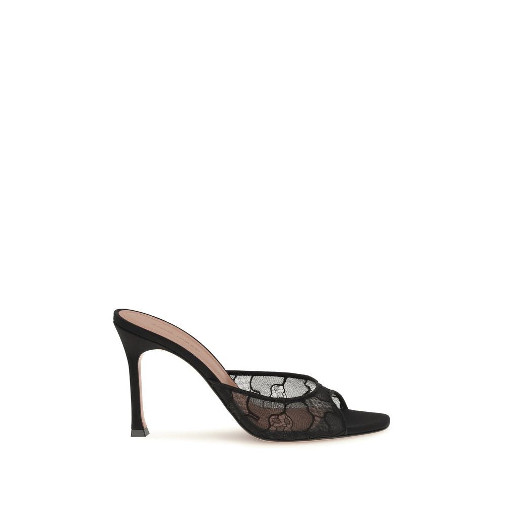 Amina Muaddi Black Fabric Pumps