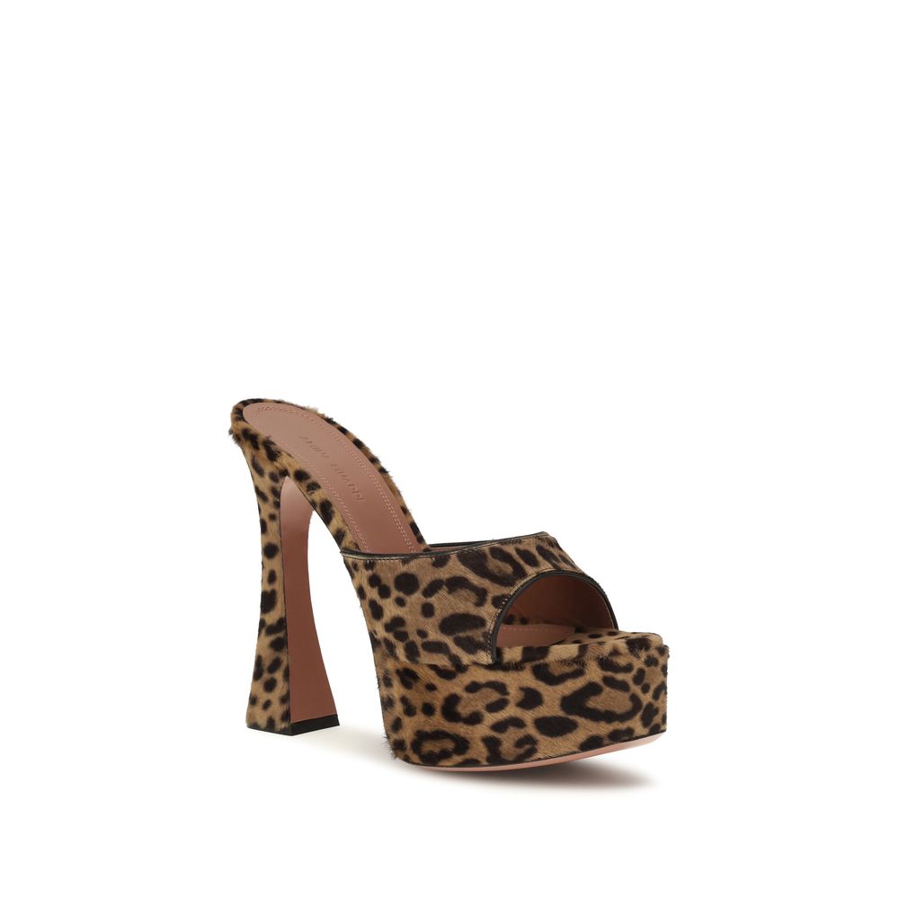 Amina Muaddi Beige Calf Leather Bos Taurus Platform Sandals