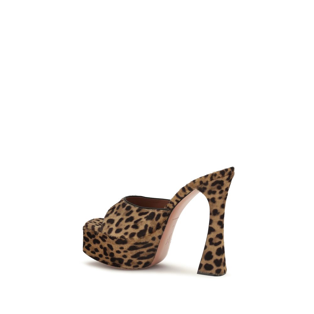 Amina Muaddi Beige Calf Leather Bos Taurus Platform Sandals