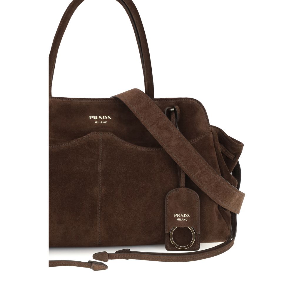 Prada Brown Suede Leather Shoulder Bag